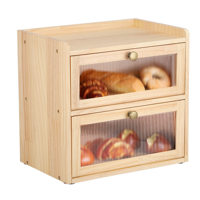 Wooden Kitchen Bread Organizer with Magnetic Door Closure