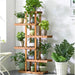 6-Tier Natural Pine Wood Plant Stand for Indoor and Outdoor Use