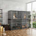 Spacious and secure metal dog crate with removable trays and reinforced bottom beams
