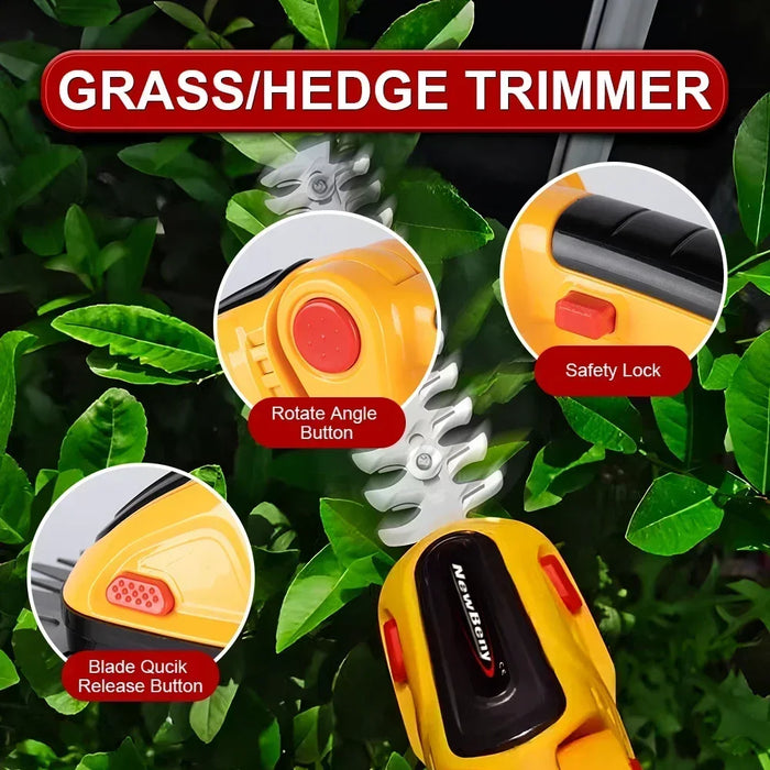 Rechargeable pruning mower garden tool with 2000mAh battery capacity
