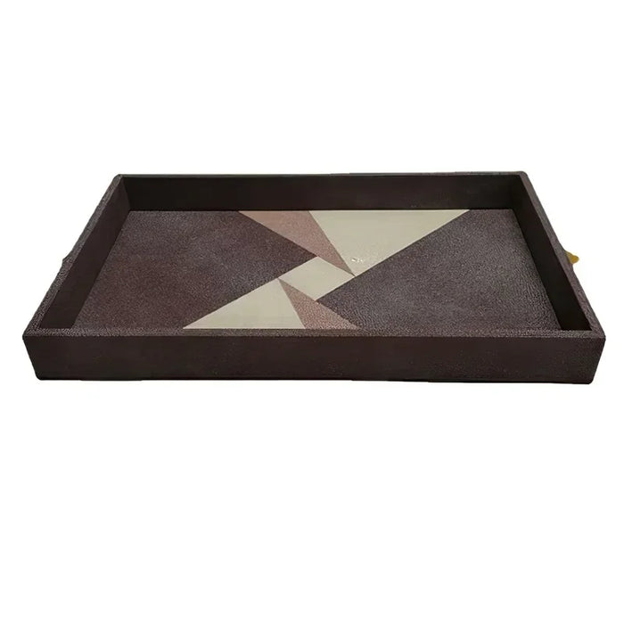 Decorative Leather Storage Tray with Handles for Dressing Table