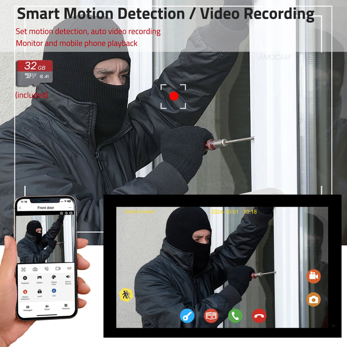 10.1" Smart Video Doorbell System with 1080P Camera