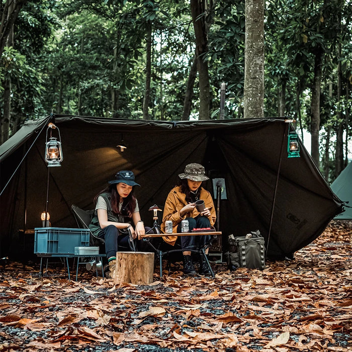 Four-Season Outdoor Shelter with Stove Jacket, Wind Tarp