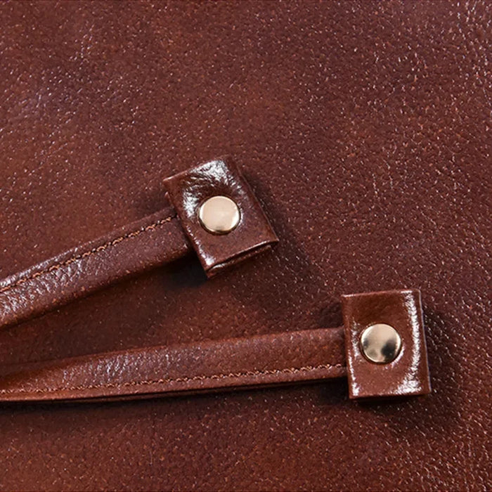Barbershop apron made of coffee-colored waterproof PU leather for salon and bistro use