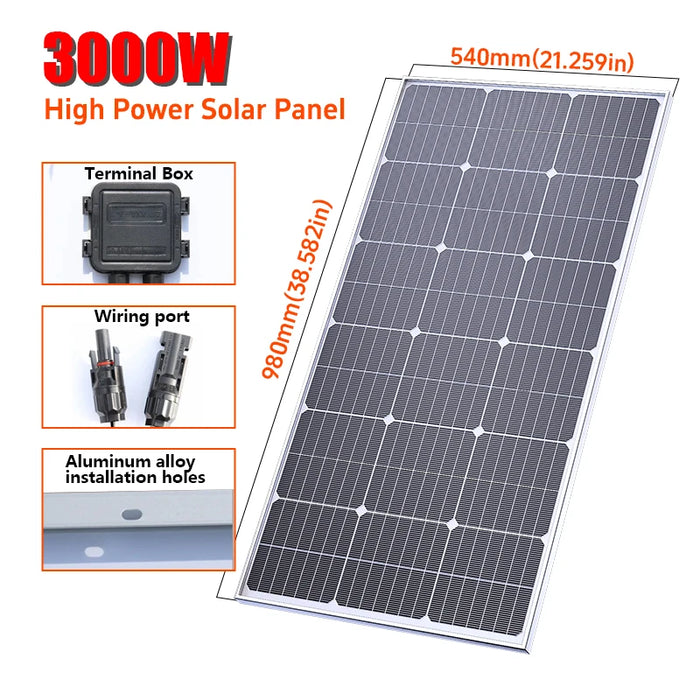 1000W 18V Rigid Solar Panel for Camping or Home