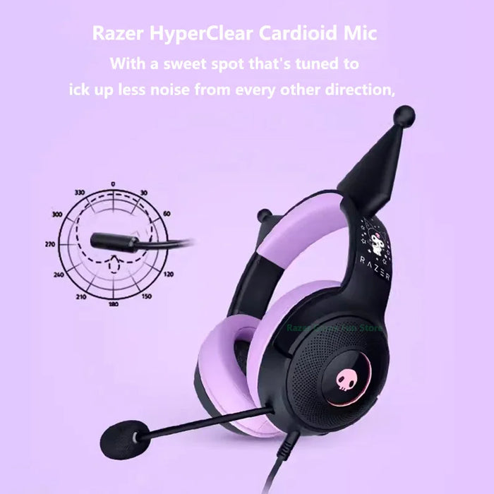 Wired Kuromi Headset with RGB Lights, TriForce Drivers & Mic