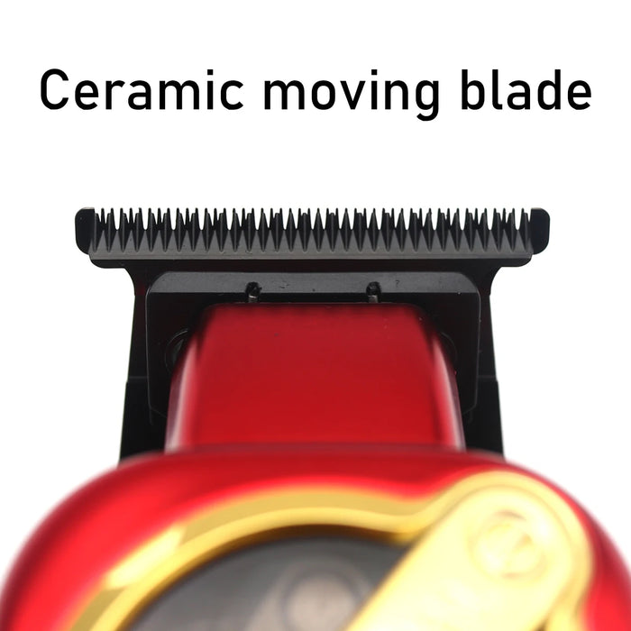 Professional Red-Box Hair Trimmer with 9000RPM Magnetic Motor and T-Blade