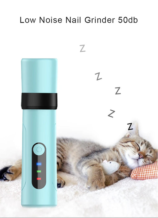 Cordless Pet Nail Grinder Gentle Paw Trimmer for Cats & Dogs, USB Rechargeable