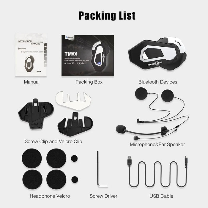 Bluetooth Motorcycle Helmet Headset with 1000M Range