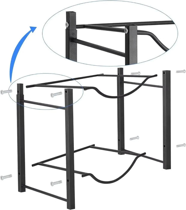 Detachable metal 3-tier water bottle storage rack in black color