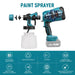 Cordless paint sprayer being used on a furniture piece