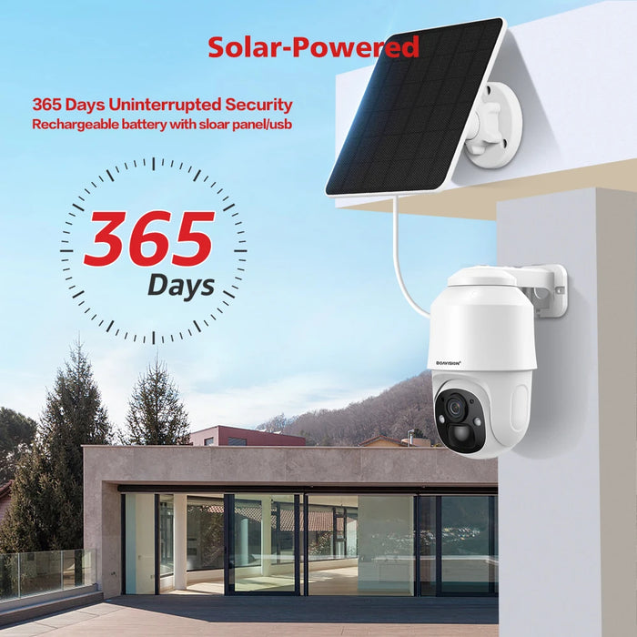 Rechargeable Outdoor WiFi Camera with 360° View & Audio 4MP Solar Cam 128G