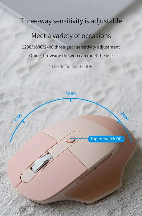 Ergonomic Keyboard and Mouse Set 2.4G Multi-Color - Standard Size, Milk Tea - FLUXA