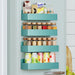 Plastic Spice Rack Organizer on a Metal Cabinet