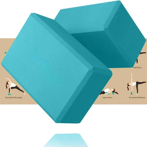 Set of 2 Premium Odor-Resistant Foam Yoga Blocks in Turquoise for Superior Balance and Support