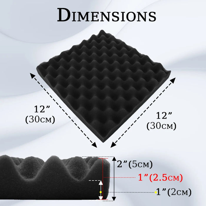 Soundproof Foam Black 24 Pcs 25cm Thick with Tapes Acoustic Noise Insulation foam panels for soundproofing and noise insulation