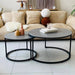 Minimalist round coffee tables with scratch-resistant sintered stone tops