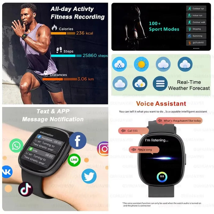 1.83" AMOLED Touchscreen Smartwatch with Heart Rate Monitor brown