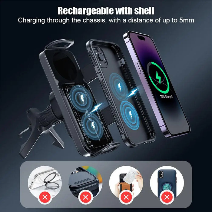 360° Car Phone Holder with Fast Wireless Charging, Black