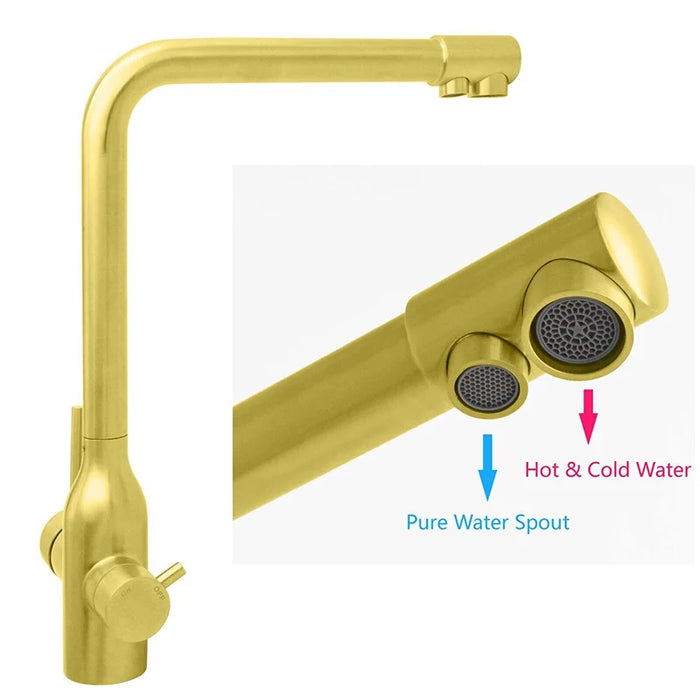 3-Way Kitchen Mixer Tap with 360° Swivel & Pure Water Outlet