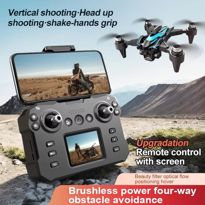 Mini Drone with 4K Triple Camera, Foldable, Obstacle Avoidance, Black