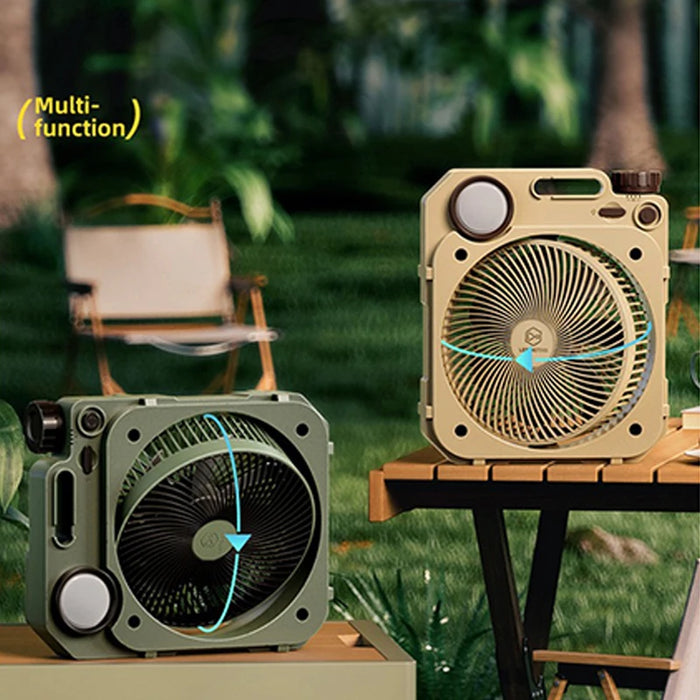 Outdoor USB Fan 10000mAh with Rotating Head and Light