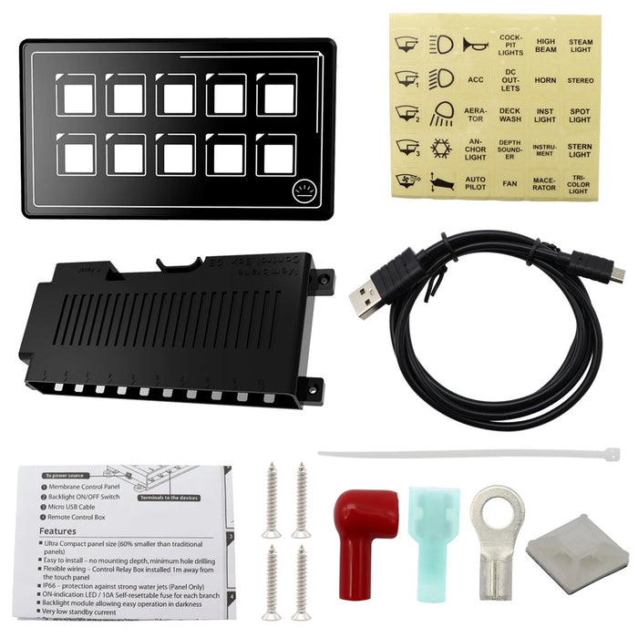 10 Gang LED Switch Panel with Bluetooth APP Control