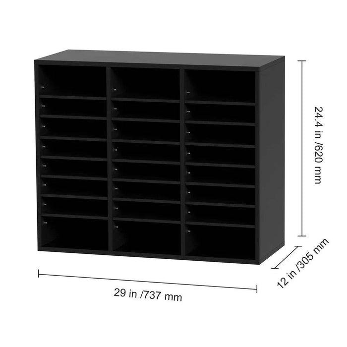 Wood Literature Organizer with Adjustable Shelves for Office and Classroom in Black