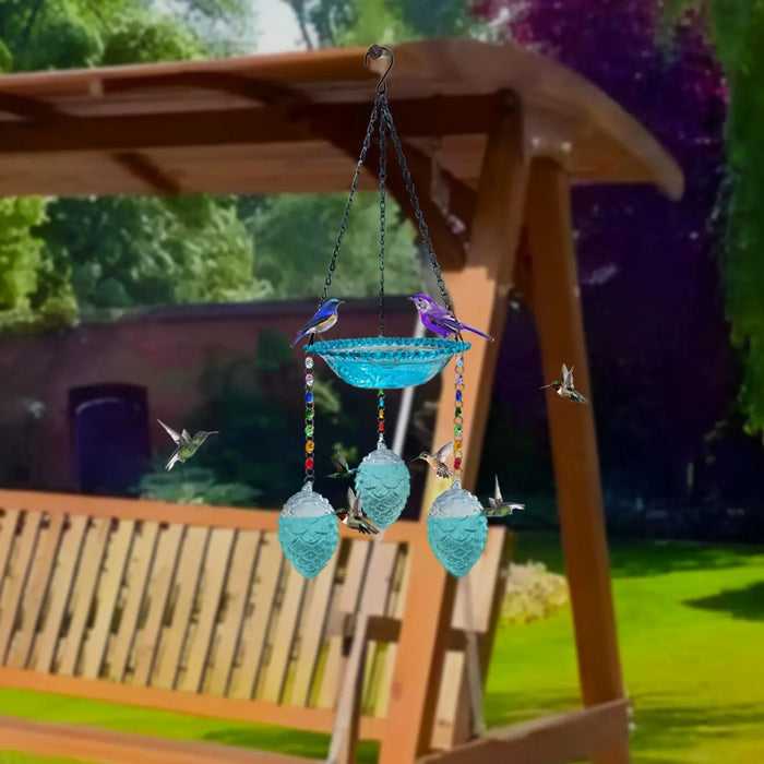Solar Powered Automatic Bird Water Fountain Outdoor Wild Bird Bath & Hummingbird Feeder