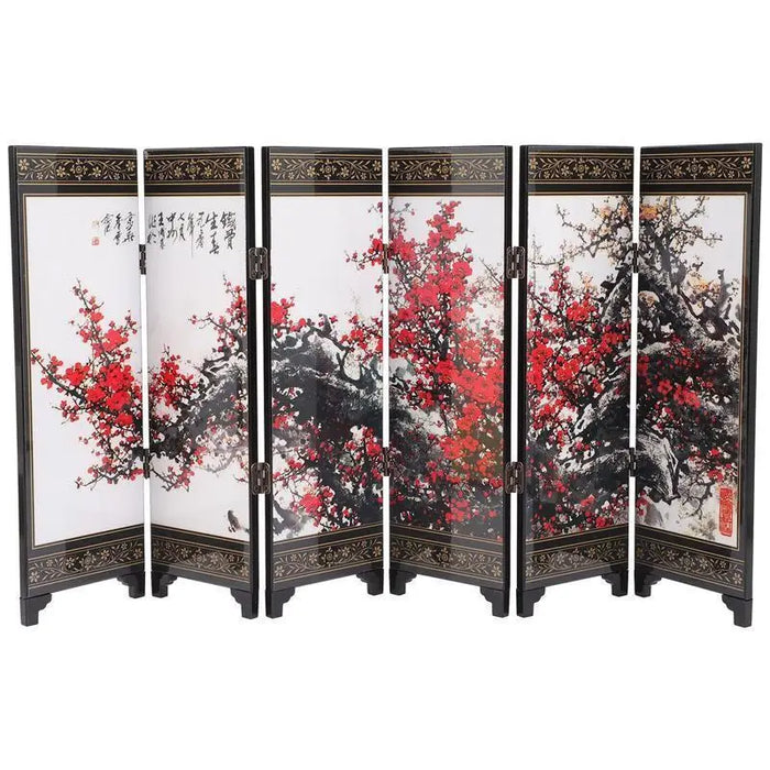 Elegant red lacquerware finish desk divider for privacy and decor