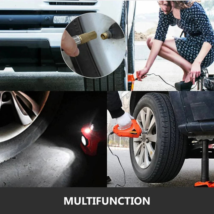 5,000 kg 12V Electric Hydraulic Car Jack Kit with 45cm Lift, & Tire Inflator (5T Jack No Wrench) - FLUXA