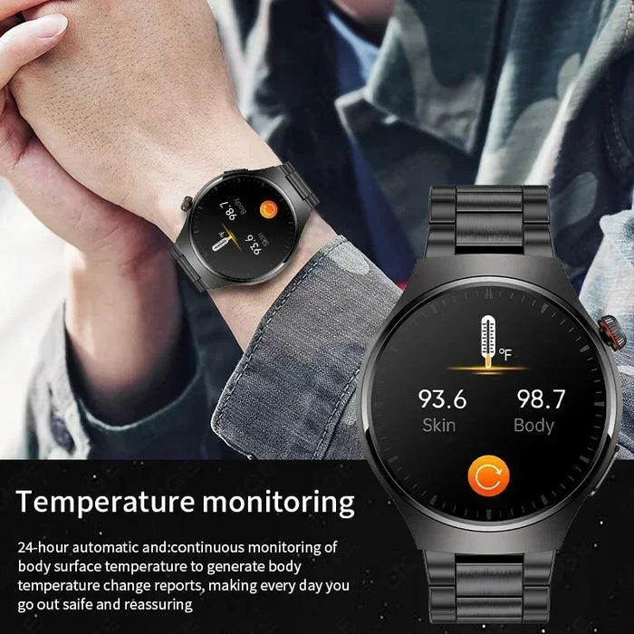 Mesh Black Smartwatch with ECG, Blood Sugar & Bluetooth Calling