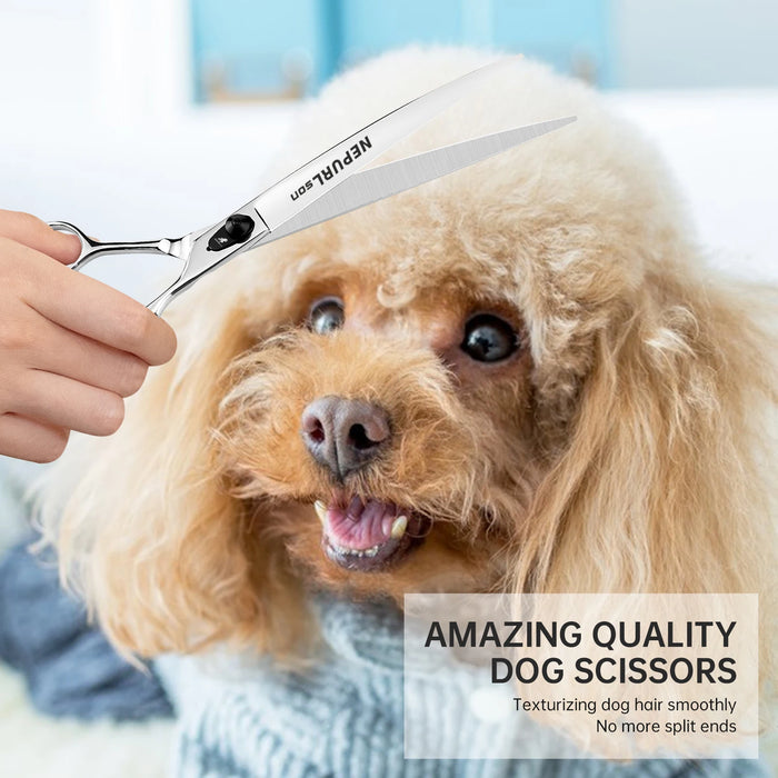 10-Inch Silver Straight Pet Grooming Scissors – 440C Steel