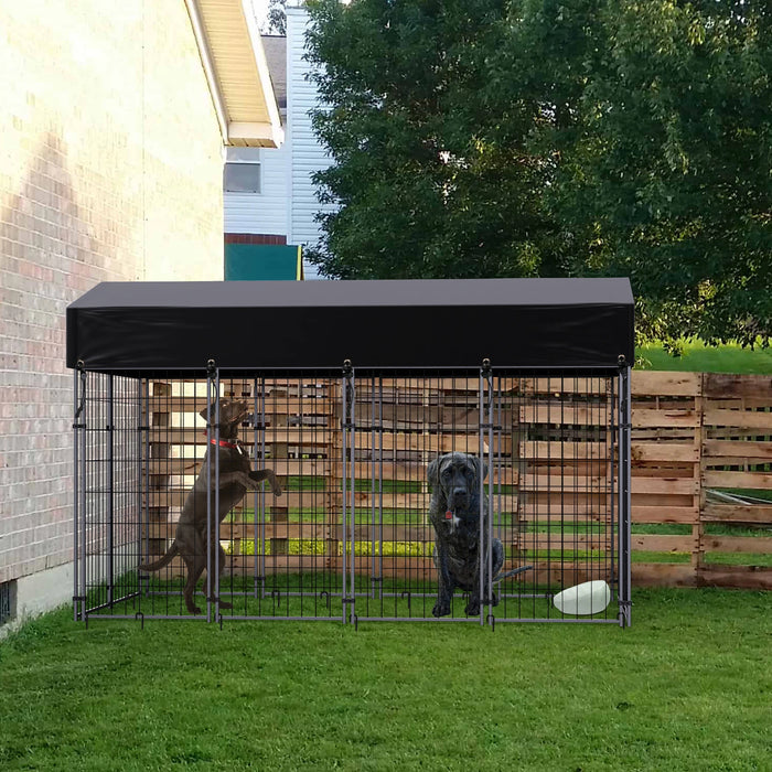 Outdoor Metal Dog Playpen with UV Protection & Waterproof Cover black S 47.2x50x64.9in