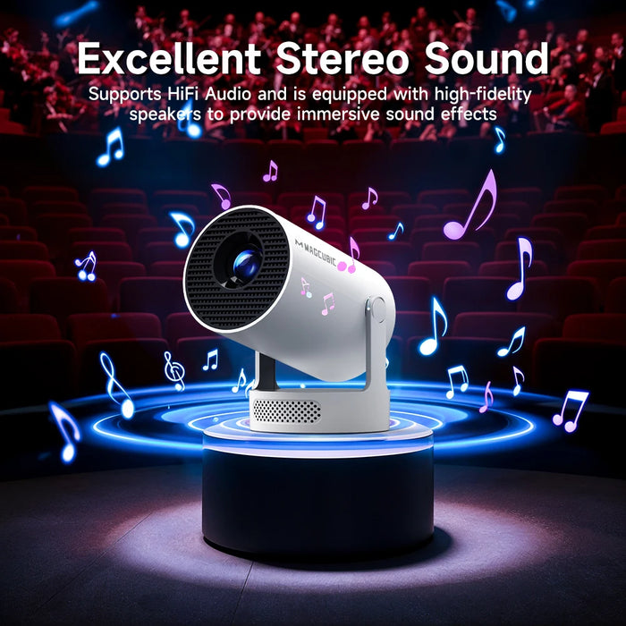 4K Portable Projector White with Carry Bag WiFi6 and Android 11