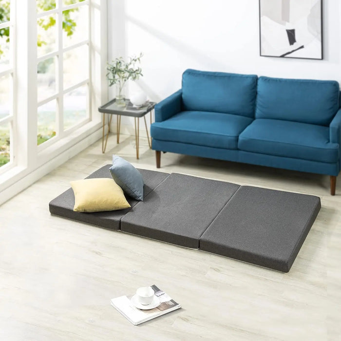 Portable Trifold Camping Mattress Single Foldable Bed for Home, Travel, or Trailer Use