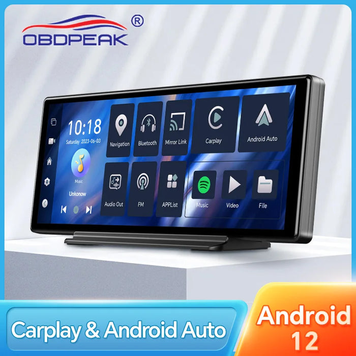 10.26" Android 12 Car DVR with Wireless CarPlay  Screen and GPS