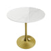 30 Round Bistro Table with Glossy Sintered Stone Top and White + Gold Finish