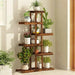 6-tier natural pine wood plant stand with space for multiple plants