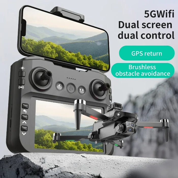 8K HD Brushless Drone with Obstacle Avoidance & GPS Display