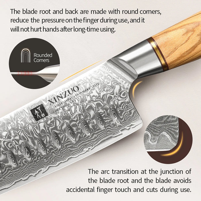 7'' Damascus Steel Santoku Kitchen Knife