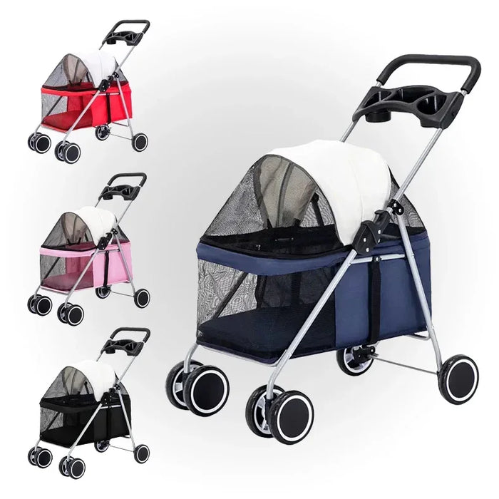 Portable Outdoor Pet Stroller, 15kg Capacity, Foldable Design