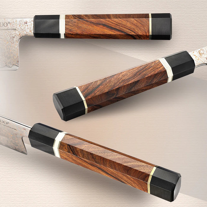 Nakiri Kitchen Knife, 7" Damascus Blade with Wood Cover