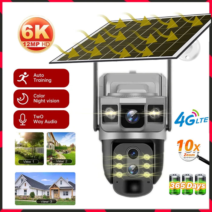 Outdoor 4G CCTV Camera 6K Dual Lens PTZ
