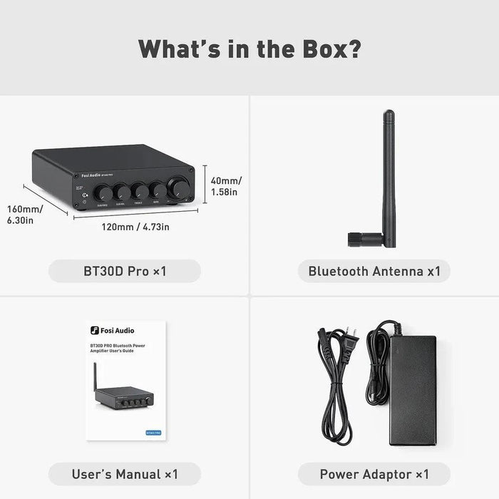 Bluetooth Sound Power Amplifier 2.1 Channel Audio Receiver for Speaker Subwoofer 165Wx2 + 350W - FLUXA