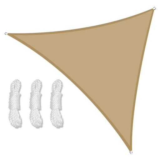 Large sand-colored heavy waterproof triangle shade sail measuring 200x200x200cm