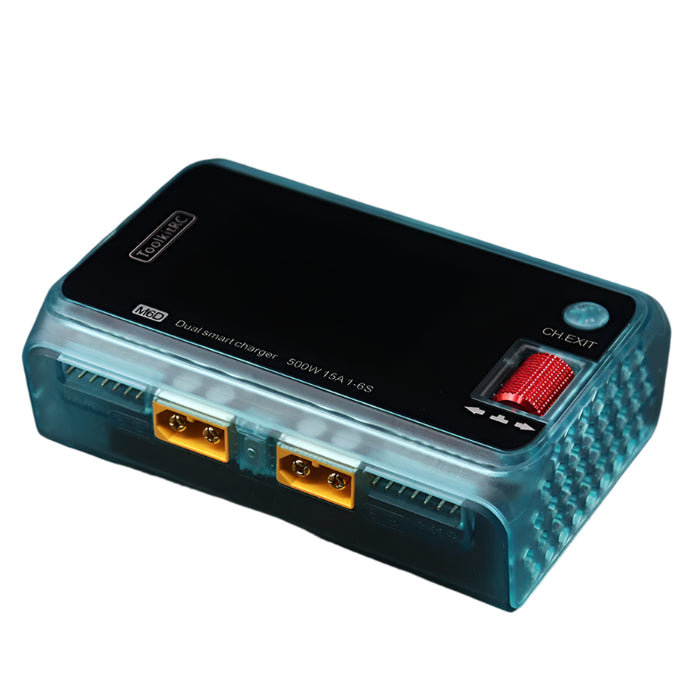 The M6D Dual Channel Smart Charger for 1-6S Lipo Battery - Blue provides high-power charging for a wide range of batteries