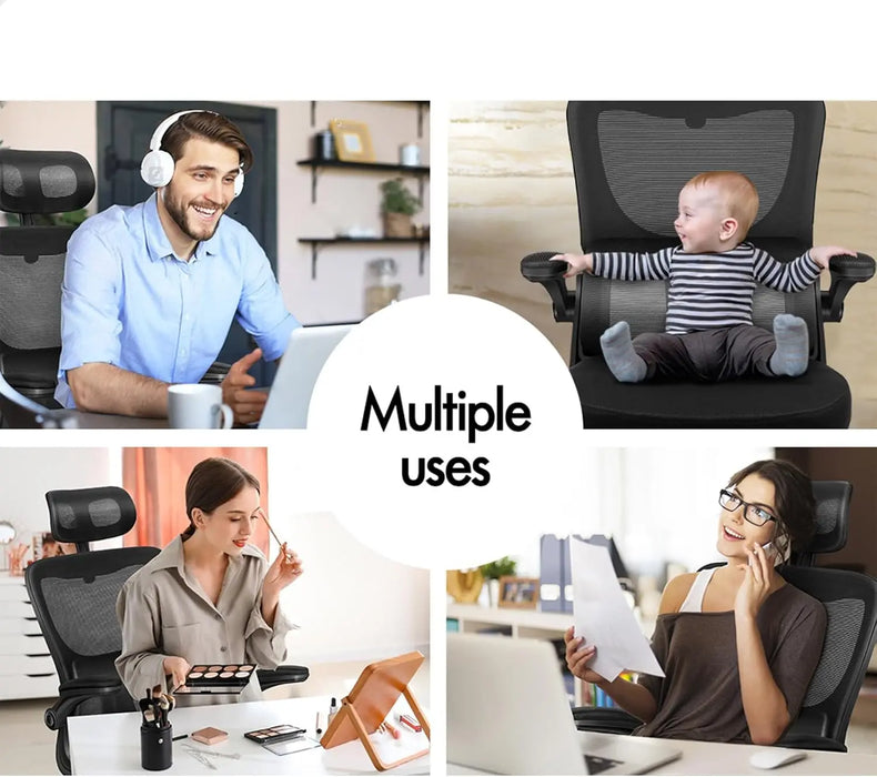 Breathable Mesh Desk Chair with Adjustable Armrests, Tilt & Removable Headrest Home or Office Use