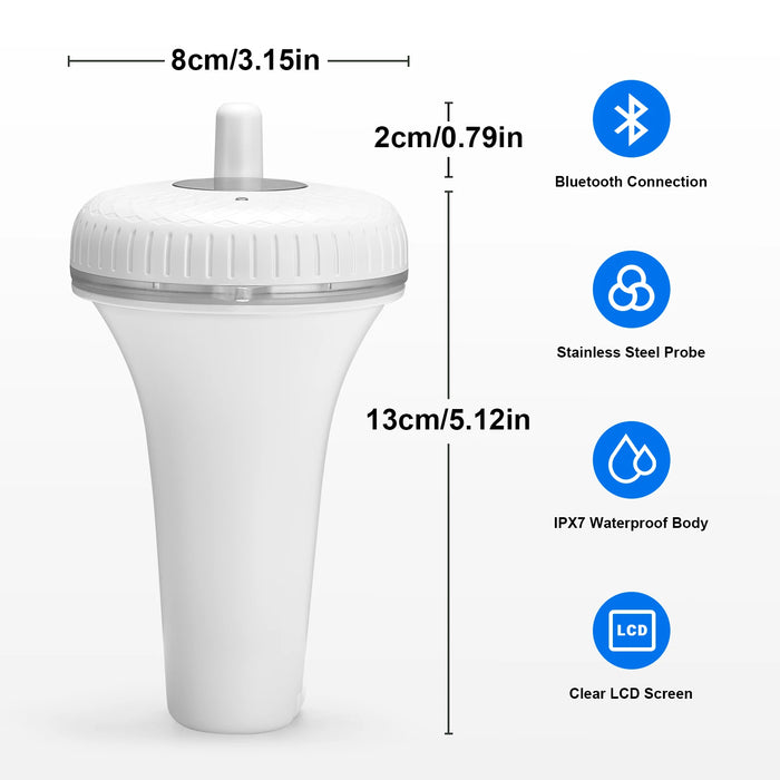 Bluetooth floating pool thermometer for fish pond, aquarium, hot tub
