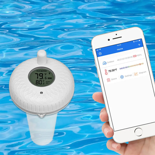 Waterproof digital Bluetooth floating pool thermometer for fish pond and hot tub